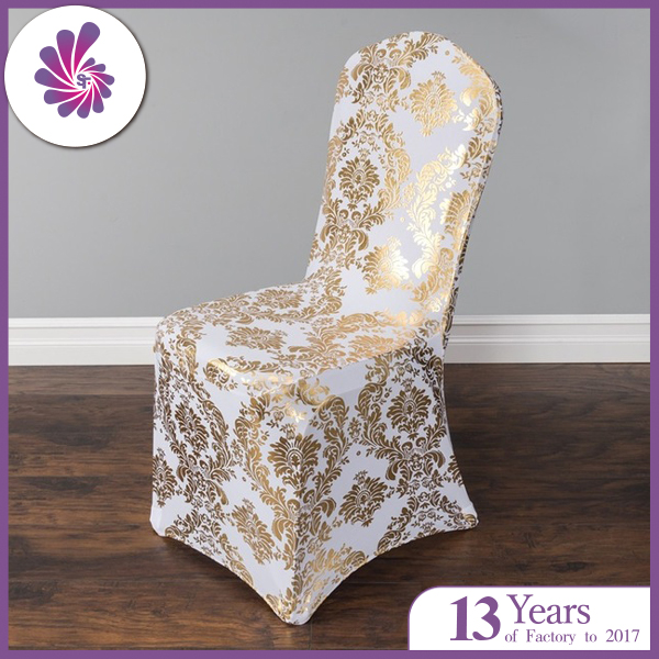 Gold Bronzing Stretch Chair Cover with Florals