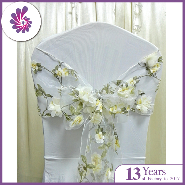 Sheer Rose Embroidered Chair Sashes