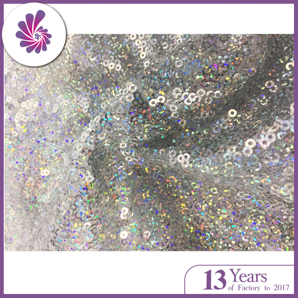 Silver Round Sequin Hologram Fabric