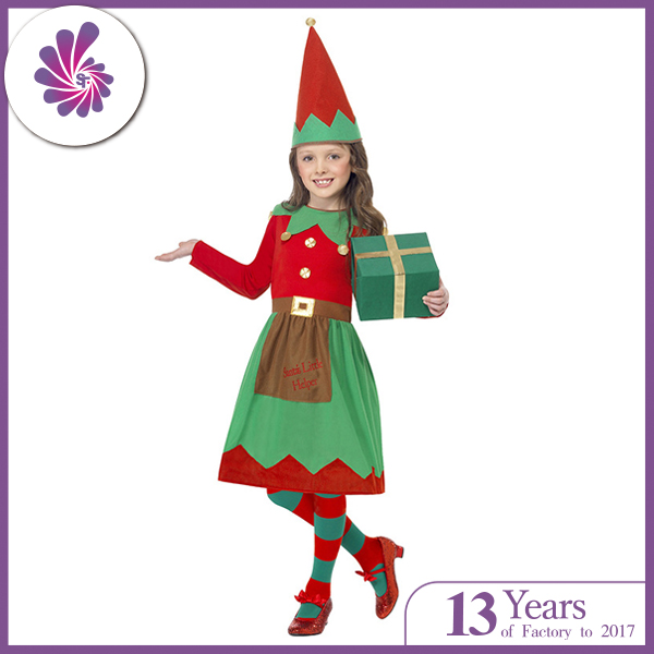 Custom Made Christmas Costumes Cosplay Party Elf Costume for Kids